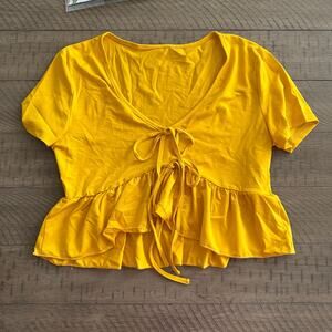 Sweatyrocks Women's Ruffle Top Yellow Size Medium